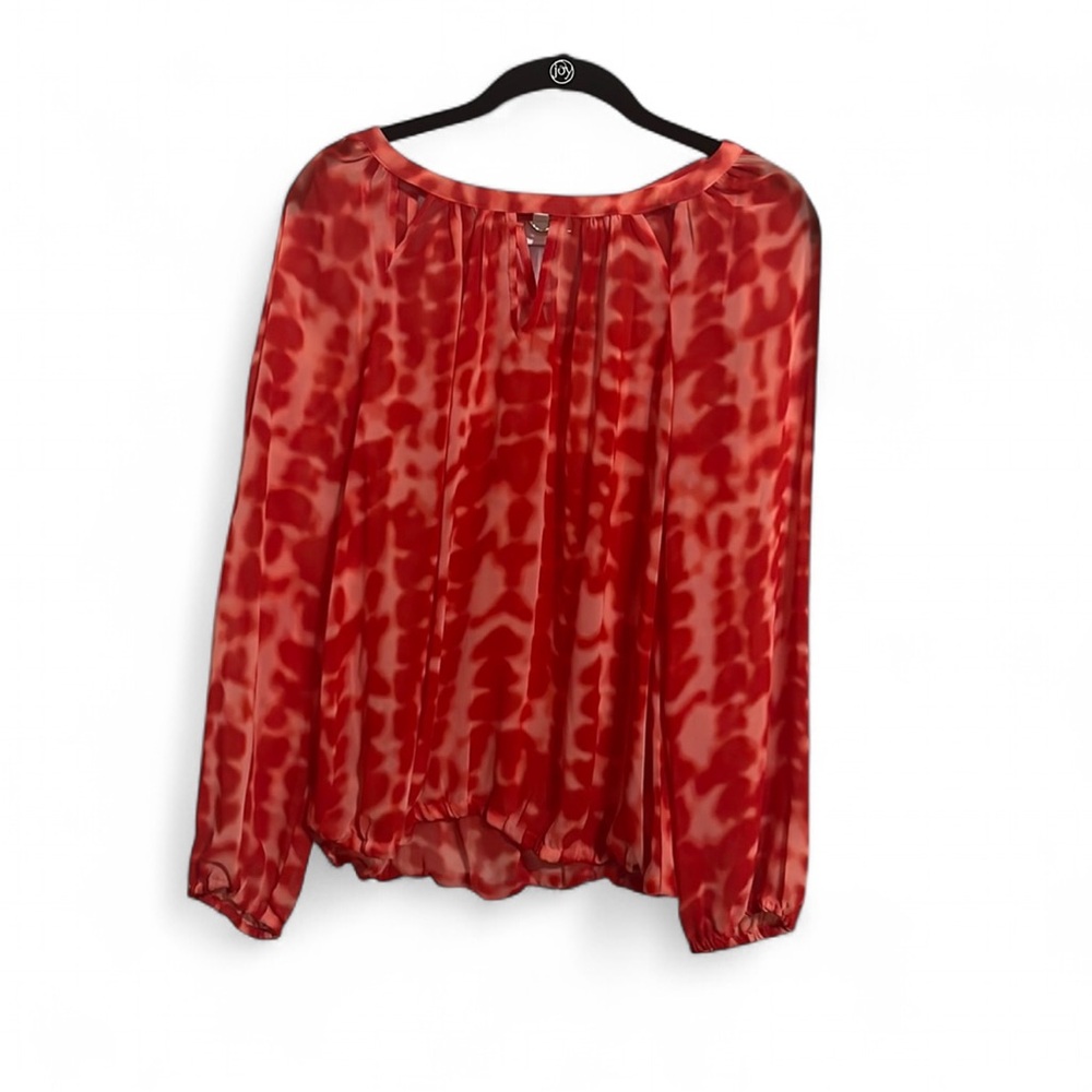 Jennifer Lopez Top Sz M Orange Chiffon Long Sleeves Elastic Hem Feminine Casual